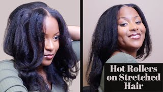 Hot Roller Tutorial on stretched natural hair| Big, voluminous, soft curls