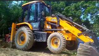 जेसीबी  की वीडियो || JCB 3dx Backhoe loading soil in tractors trolleys