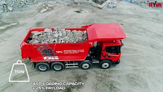 Scania XT 8x4 mining tipper with 40T payload powered by Hyva ALPHA /SMART