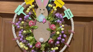 How to make an Easter bicycle wheel wreath,, using all dollar tree items.