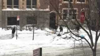 Nuns shoveling snow after the Blizzard in New York 2015