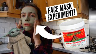 Testing The AZTEC INDIAN HEALING CLAY FACE MASK | lol i look like yoda..