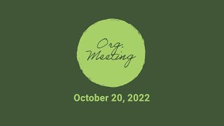 Organizational Meeting - 20 Oct 2022