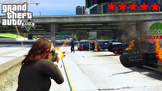 GTA 5 CRAZY GIRL AMANDA DE SANTA FIVE STAR WANTED LEVEL LOS SANTOS POLICE RAMPAGE ESCAPE!!!