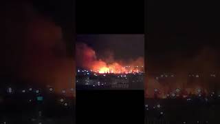 An explosion In Adygea, Krasnodar Krai, Russia locals which led to a fire that can be seen from afar