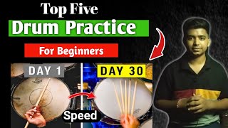 Learn Top 5 Drum Rudiments |Drumming Warm-Up (Beginner)  | practice pad | drum practice pad lessons