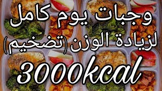 احسن برنامج لزيادة الوزن 3000 كالوي | وجبات يوم كامل