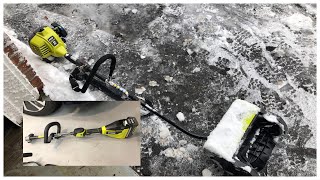 RYOBI Expand-It 12 in. Snow Thrower Attachment RYSNW00 (Gas vs Battery)