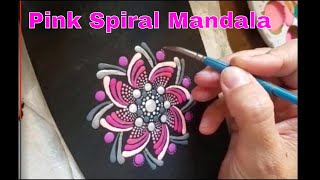 Pink Spiral Mandala ~ Brushwork by Miranda Pitrone ~