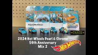 2024 Hot Wheels 56th Anniversary Set Mix 2 Pearl & Chrome Dodge Van CHASE | Diecast Unboxing JDM