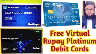 List of Free Virtual Rupay Platinum Debit Cards|UCO, BOB, PSB Virtual rupay platinum|Punjab and sind