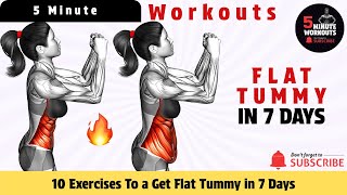 10 Exercises To a Get Flat Tummy in 7 Days By 5 Minute Workouts