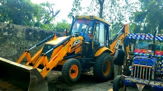 Jcb 3DX Xpert Backhoe Loading Sand in Trolly Farmtrac 60 Massey 1035 Tractor | Jcb Tractor Video