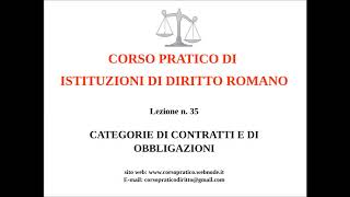 35.  CATEGORIE DI CONTRATTI E DI OBBLIGAZIONI