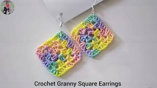 Crochet Granny Square Earrings | Easy Crochet Tutorial for beginners