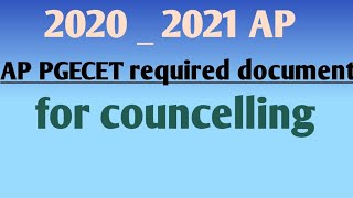 AP PGECET required documents for councelling || AP || PGECET ||