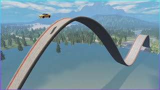 Dangerous Massive Wave Bridge Crossing Cars  Vs Deep Water | Realistic crash | BeamNG.Drive