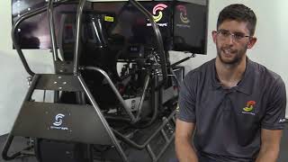 Jordan Taylor on the independent full motion APEX6 6DOF Pro Racing Simulator from SimCraft.