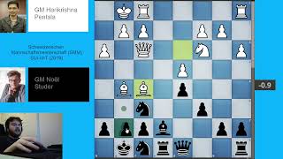 [CHESS] French Defence (Winawer Variation 4. exd5 _ 6. Ne2) | Harikrishna - Studer 2019