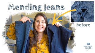 FIXING JEANS | Mending Holes in the Inner Thigh of Jeans by Hand