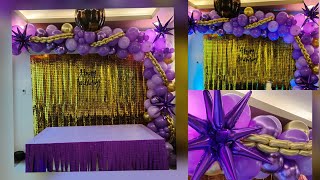 Gold and Purple birthday theme / Decorations at home / Diy / Easy