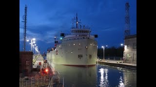 Lake Freighter SS Alpena Departing lock 7