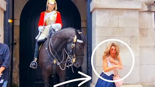 DISRESPECT THE KING'S HORSE: Tourist Complains to Her Friends That Horse BIT Her at Horse Guards