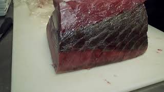 How to cut and trim tuna loin for sushi