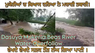 dasuya mukeria beas river ne machai tabahi cross kiti main road | mukeria beas river flood