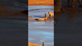 Lion DEFEATS Crocodile AT THE RIVERBANK