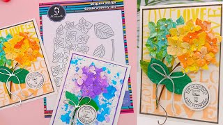 Pretty Hydrangea Flower Card Making - #Alinacutle® #AlinaCraft #handmadecards