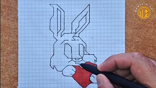 How to draw a simple rabbit on graph paper/easy drawing