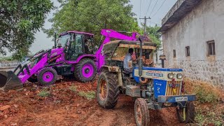 JCB 3dx Backhoe Loading Mud in Mahindra trector JCB Paipline khudai work JCB miti khudai  #jcbvideo