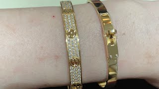 Cartier Love Full💎 or Hermes Kelly Fine Jewelry with Four💎 Bracelet Unboxing| Guess What I got🤔😊