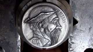 Hobo Nickel with Pushed metal. By Keith Pedersen 6/25/2013