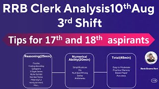 IBPS RRB Clerk Prelims 2024 | 3rd Shift  10th August  Exam Analysis|Tips for 18th and 17th aspirants