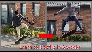 How I learned to kickflip in six weeks: on carpet, stationary and rolling on concrete, step by step.