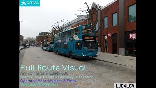 Full Route Visual | Arriva Herts & Essex 500: Watford Town Centre - Aylesbury | 6047 (LJ04LGV)