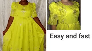 How to make easy gathers gowns with puff sleeve..