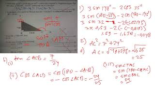 TRIGONOMETRY RATIOS ,AREA TRIANGLE AND SINE RULE (Questions and Answers)