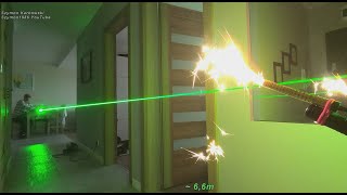 Green laser 520nm 1/1,2W 1000/1200mW power test at home - how strong the laser beam is