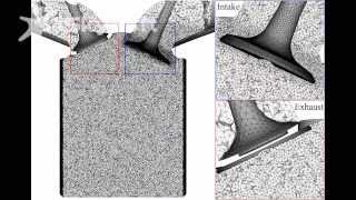 Mesh movement in a 4-valve piston engine configuration (AVBP - CERFACS).