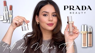 PRADA BEAUTY: FOUNDATION Full Day Wear Test & 10 LIPSTICK Swatches + Check ins || Tania B Wells