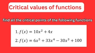 How to find the critical points of functions