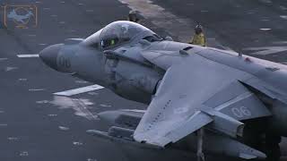 VMA-214 "Blacksheep" Harrier flight operations onboard BHR.