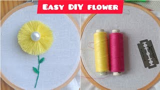 Easy DIY embroidery flower || Easy embroidery flowers || Beginners embroidery