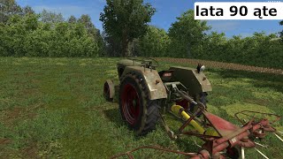 Farming simulator 17 lata 90 ąte odcinek 2 koszenie i przetsząsanie siana