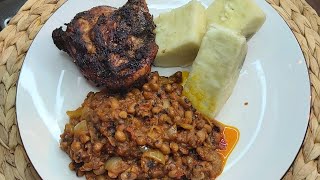 so delicious and easy stewed black eye beans, cooked yam, and fried chicken | simply and quick😋❤😋