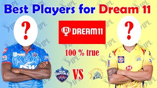 IPL 2020 - DC vs CSK | Best Players today | Dream 11 Team Prediction