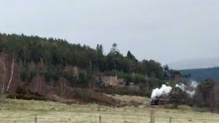 Ivatt class 2,46512 hauls the " Strathspey Clansman" lunch train.